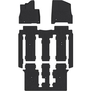 Powerty Floor Mats for 2022-2025 2026 Kia Carnival Gas Accessories All Weather Floor Liner 3D TPE 1st & 2nd Row Floor Mat Heavy-Duty Floor Liners (ONLY for 8 Seats, NOT for Prestige & Hybrid Models)