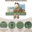 Nursery Book Shelves with Hooks, Scalloped Shelves for Bedroom Set of 3, Kids Bookshelf for Wall, 16Inches, Sage