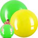 Jenaai 2 Pcs 30 Inch Large Bouncy Balls Giant Inflatable Rubber Kickballs Big Outdoor Exercise Jumping Hopping Ball for Outdoor Activity Sports Party Decor(Yellow, Green)