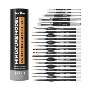 Nicpro Miniature Paint Brushes Drybrush - 17 PCS Model Paint Brush Set for Acrylic Oil Watercolor, Detail Paint Brush Dry Brush for Model, Miniature Painting, Paint by Numbers, Craft - with Container