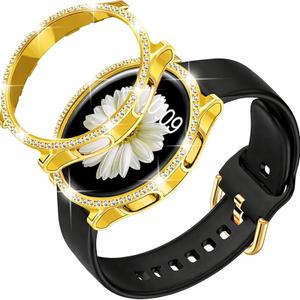 SUPOIX 
Compatible for Samsung Galaxy Watch 4 5 Band 40mm 44mm with Glitter Bumper Case, Women Black Pink Silicone Soft Comfortable Adjustable Strap with Buckle