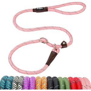 Fida Duarble Slip Leads for Dogs, 4 FT x 1/2" Heavy Duty Dog Loop Leashes, Comfortable Strong Rope Slip Leash for Small Dogs and Puppies, No Pull Pet Training Lead with Highly Reflective(1/2", Pink)