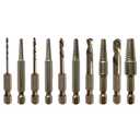 NordWolf 10-Piece Stubby Left Hand Reverse Drill Bit and Screw Extractor Set, M35 Cobalt Reverse Bits with 1/4" Hex Shank, SAE Sizes 5/64"-7/64"-5/32"-1/4"-19/64" in Storage Case