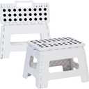 TRY & DO 2 PCS Folding Step Stool 9 Inch Non-Slip Surface Step Stool with Portable Handle for Kids, Adults Bathroom Kitchen Bedroom, Holds up to 300 LBS, White
