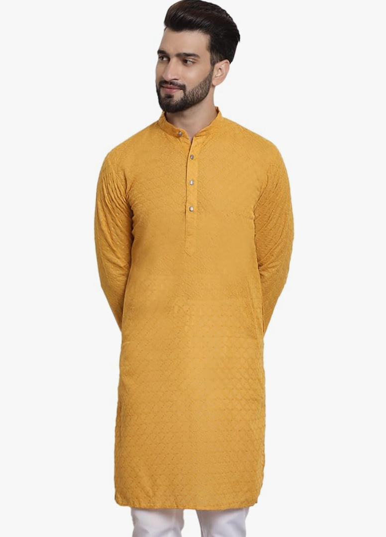 Sojanya (Since 1958 Men'S Cotton Kurta With All Over Embroidery M