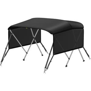 KAKIT 3 4 Bow Bimini Tops with Mesh Sidewalls Support Poles for Boats Marine Grade Canvas Top Includes 2 Straps Storage Boot 1 Inch Aluminum Frame