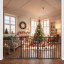 67.3-81.1" Extra Wide Baby Gate for Stairs No Drilling, 30" Tall Auto Close Press Mounted Baby Gate for Doorways, Adjustable Width Walk Through Long Gates for Kids or Pets, Black