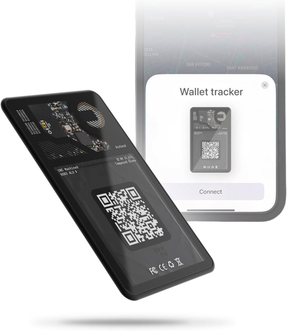 Rolling Square Aircard Wallet Tracker - Bluetooth Wallet Finder Find My Network Compatible with Business Card Feature NFC/QR Code - 0.09in Slim