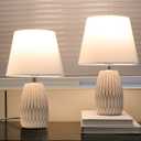 Small Table Lamp Set of 2, Boho White Lamps for Night Stands,Beside Lamp for Living Room,Beed Room,KidS Room,Kitchen,Minimalist Ceramic Side Table Lamp(Bulb Not Included)
