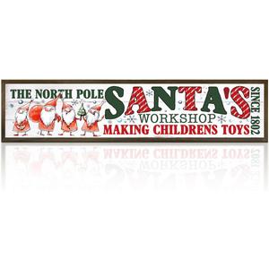 Christmas Wooden Decor, North Pole Santa's Workshop Wooden Sign, Vintage Santa Elves Christmas Decor, Festive Wall Art for Home, Playroom, Holiday Season Decoration, Holiday Party Decoration