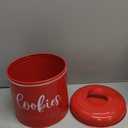 DAYYET Farmhouse Cookie Jar for Kitchen Counter, 1 Gallon Vintage Cookie Jar with Airtight Lid, Large Food Storage Container for Candy, Cookies, Dessert, Red Kitchen Decor and Accessories