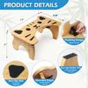 Bamboo Toilet Stool Foldable, 7 in Poop Stool for Bathroom, Portable Squatting Potty Stool for Adults & Kids, Non-Slip Toilet Foot Pooping Steps, No Assembly Required (Standard)