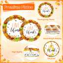 200 PCS Thanksgiving Plates and Napkins, Disposable Thanksgiving Decorations, Autumn Party Paper Dinnerware Supply, 9" and 7" Fall Maple Leaves Plates Napkins Forks for Home Friend Party Celebration