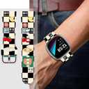 Holiday Watch Bands Compatible with Fitbit Versa 4 Bands for Woman,for Versa 3/Sense 2/Sense Bands Replacement Strap (Checkered Lucky Fortune)