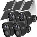 4Pack 5G/2.4G Solar Security Cameras Wireless Outdoor, 2K Battery Camera w/Solar Panel, Siren Alarm ,Color Night Vision, 2-Way Talk, Waterproof, Works/Alexa ,Wifi Camera for Outdoor Surveillance