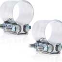 3 inch Exhaust Clamps, ID 3" Exhaust Lap Joint Butt Clamps, T304 Stainless Steel Band Clamp w/High Grade Bolts (2 Pieces)