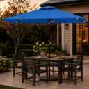 6.5 x 10ft Rectangular Patio Umbrella with Solar Lights, 16 LED Lighted Market Umbrella with Push-Button Tilt and Crank, 6 Sturdy Iron Ribs for Garden, Deck, Pool, Royal Blue