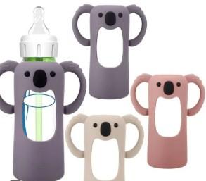 3 Pack Silicone Sleeves for Dr. Brown's Glass Baby Bottles - Drop Protection Baby Bottle Sleeves Compatible with Dr. Brown's Newborn Glass Bottles with Silicone Handles,9oz (Dark Gray+Beige+Pink)