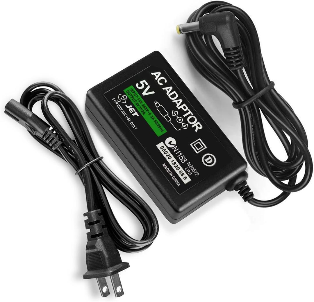 Replacement PSP Charger AC Adapter 5V Compatible with Sony PSP 1000 PSP Slim & Lite 2000 3000 PSP-110 PSP-1001 Series PSP-1001, 2001, PlayStation 3001 E-1000 L-Shape Replacement Sony Power Cord