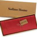 Solino Home Linen Red Table Runner 36 Inches - Classic Hemstitch, 100% Pure Linen Coffee Table Runner 14 x 36 Inch Ideal for Dresser Tables - Valentines, Winter