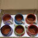 Gejoy Pack of 6 12oz Mexican Terracotta Mugs Clay Cups Artisan Made Coffee Mugs, Cocktail Glasses and Tea Cups for Cold Drinks, Hot Drinks, Decor