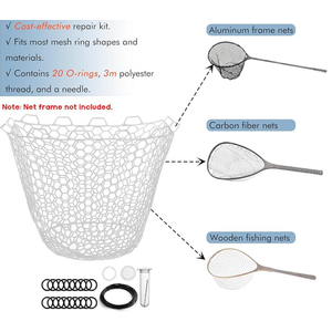 Riverruns Rubber Net Replacement Fishing Net Bag Fly Fishing Foldable Fish Landing Net for Freshwater Saltwater Without Handle