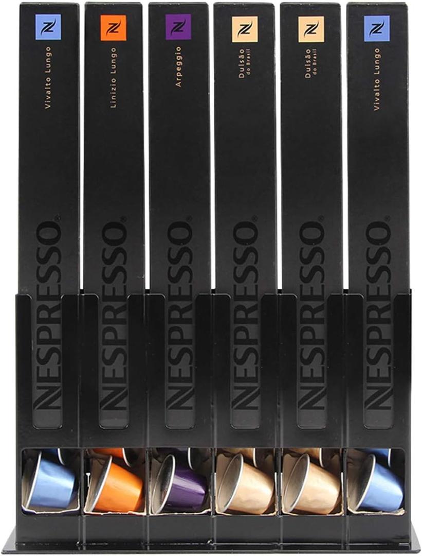 FlagShip Coffee Capsules Holder Stand for Nespresso Storage Original Capsules Holder, Coffee Pods Rack for Nespresso Originalline 60 Pods (Black)