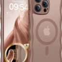 TAURI Magnetic for iPhone 16 Pro Max Case, Cute Wavy Design [Full Camera Protection] [Compatible with Magsafe] Anti-Slip Translucent Matte Case for iPhone 16 Pro Max for Women Girls, Desert Brown