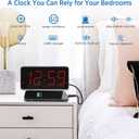 Peakeep Digital Clock, Alarm Clock for Bedrooms with USB Charger Port - Large Big Numbers 5 Brightness for Seniors, Battery Backup, Loud Alarm 5 Volums (Black with Red Digits)