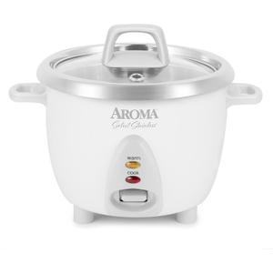 AROMA Select Stainless Rice Cooker, 3-Cup (Uncooked) / 6-Cup (Cooked), Stainless Steel Inner Pot, Small Rice Cooker, Auto Keep Warm, 1.2 Qt, White, ARC-753SG