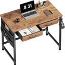 Small Desk with Drawers, 31.5 inch Small Computer Desk with Drawers, Writing Desk with Drawers for Small Spaces, Compact Desk for Small Spaces, Metal Frame for PC Laptop, Rustic Brown2