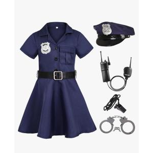 Girls Police Officer Costume Cop Outfit for Girls Cop Halloween Dress Up Extra Large 