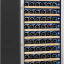 Tylza Upgraded 154 Bottles Wine Cooler Refrigerator, 24 Inch Tall Wine Fridge Built-in or Freestanding with Professional Compressor, Low Noise Fast Cooling and Intelligent Temperature Memory