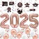 JOJO FLY Rose Gold Graduation Decorations 2025, Congrats Grad Hanging Swirl Supplies, Rose Gold 2025 Balloons, Graduation Balloons, Class of 2025