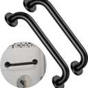 2 Pack 12 Inch Matte Black Shower Grab Bar,ZUEXT Stainless Steel Wall Mount Safety Grab Bar Handle,Bathroom Balance Bar, Safety Hand Rail Support - Handicap, Elderly, Injury, Senior Assist Bath Handle