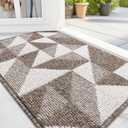 OLANLY Door Mat Indoor Entrance Washable 32x20, Odor-Free Low-Profile Front Back Geometric Doormat, Absorbent Resist Dirt Entry Carpet, Easy to Clean Sturdy Inside Floor Mats for Entryway, Brown