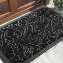 Yimobra Welcome Mat, Heavy Duty Non-Slip Outdoor Mats for Front Door, All-Weather Waterproof Sturdy Doormat, Low Pile Entry Mat Indoor for Garage and Patio, Easy Clean, 29.5x17, Black