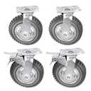 6 Inch Rubber Caster Wheels Heavy Duty Anti-Skid Swivel Casters 1653Lbs Silent Universal 360 Degree Rotation Ball Bearing Set of 4 (All Swivel,2 with Brake Lock, 2 Without)