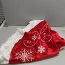 XAMSHOR Red Christmas Tree Skirt 48 Inches Snow Sequin Embroidery with White Trim Border Decor for Xmas Holiday Party Ornaments