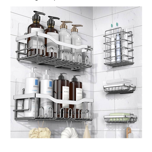 EUDELE 5-Pack Rustproof Stainless Steel Shower Caddy – No Drill Adhesive Bathroom Organizer with Large Capacity, Spacious Shower Shelves for Inside Shower, Kitchen & Home Decor Storage-XL Size