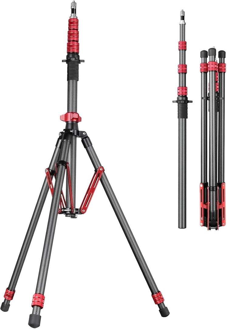 FreeSea Light Stand Carbon Fiber, Adjustable Tripod Stand for Photography, 260cm/102inch Studio Sturdy Tripod for Speedlite Flash Softbox Strobe Light Camera with Carrying Bag