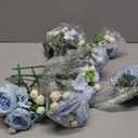 ASTRYAS 8Pcs Artificial Peonies Blue Silk Peonies Faux Flower Bouquet Fake Blue Peonies Artificial Flowers Table Centerpieces for Bridal Wedding Home Party Office Decoration Bulk (8pcs White Peony Mixed)