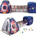 UTEX 3pc Space Astronaut Pop Up Play Tents with Tunnels for Kids, Boys, Girls, Babies and Toddlers, Indoor/Outdoor Playhouse CStem Inspired Design W/Solar System & Planet, Dinosaur Anti Stress169