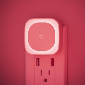 2 Pack Plug in Night Light with Motion Sensor & Dusk to Dawn Sensor, 3 Sensor Modes, Red Night Lights Plug into Wall, Dimmable Nightlight for Bedroom, Bathroom, Indoor, Gifts for Adults, Kids