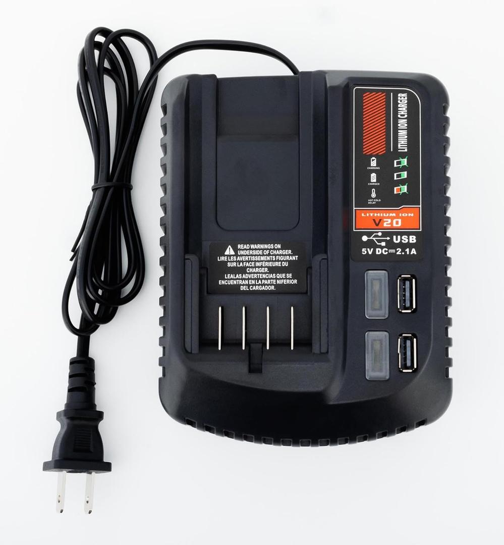 CMCB104 20V Max Battery Charger Replacement for Craftsman, V20 Lithium Battery CMCB204 CMCB205 CMCB100 CMCB202 CMCB101 CMCB201 CMCB209with 2 USB Port