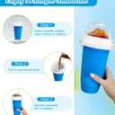 Slushie Cup, DIY Magic Slushy Maker Cups, Portable Slushy Cup for Juices, Milk and Ice Cream Make, Double Layers Silica with Lid & Straw for Kids, Friends, Family (Blue)