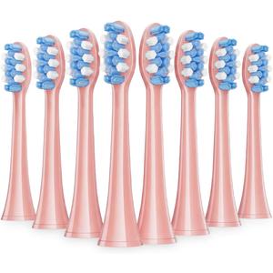 Onlyone Replacement Toothbrush Heads, Compatible with Philips Sonicare Click-on Handles, and AquaSonic Electric Toothbrush, Soft Electric Toothbrush Heads Refills, Pink, 8 Pack