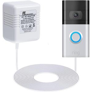 Doorbell Transformer 24V Adapter for Ring Video Doorbell, 16.4ft Long C Wire Power Supply, Compatible with Ring, Nest Hello, Wyze and Eufy Video Doorbells