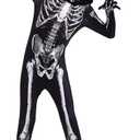 Kids Skeleton Costume  3D Halloween Onesie Jumpsuit for Boys, Girls & Toddlers (6-7 Years, Black & White)