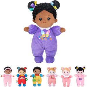 OUOZZZ 10" Soft Baby Doll for Girls - First Baby Doll Plush Rag Doll Sleeping Cuddle Buddy Purple Doll Toy for Kids (C-mini Butterfly)